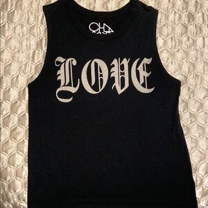 Black Sleeveless Top with 'LOVE' Print by Chaser